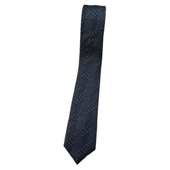 Z ZEGNA Men's Silk Blend Necktie LUXURY Tie XL Navy/Blue Geometric W:3.2" EUC